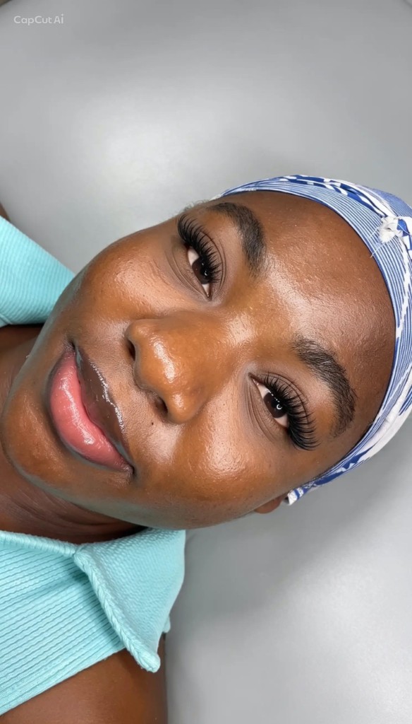 Close-up of voluminous lash extensions