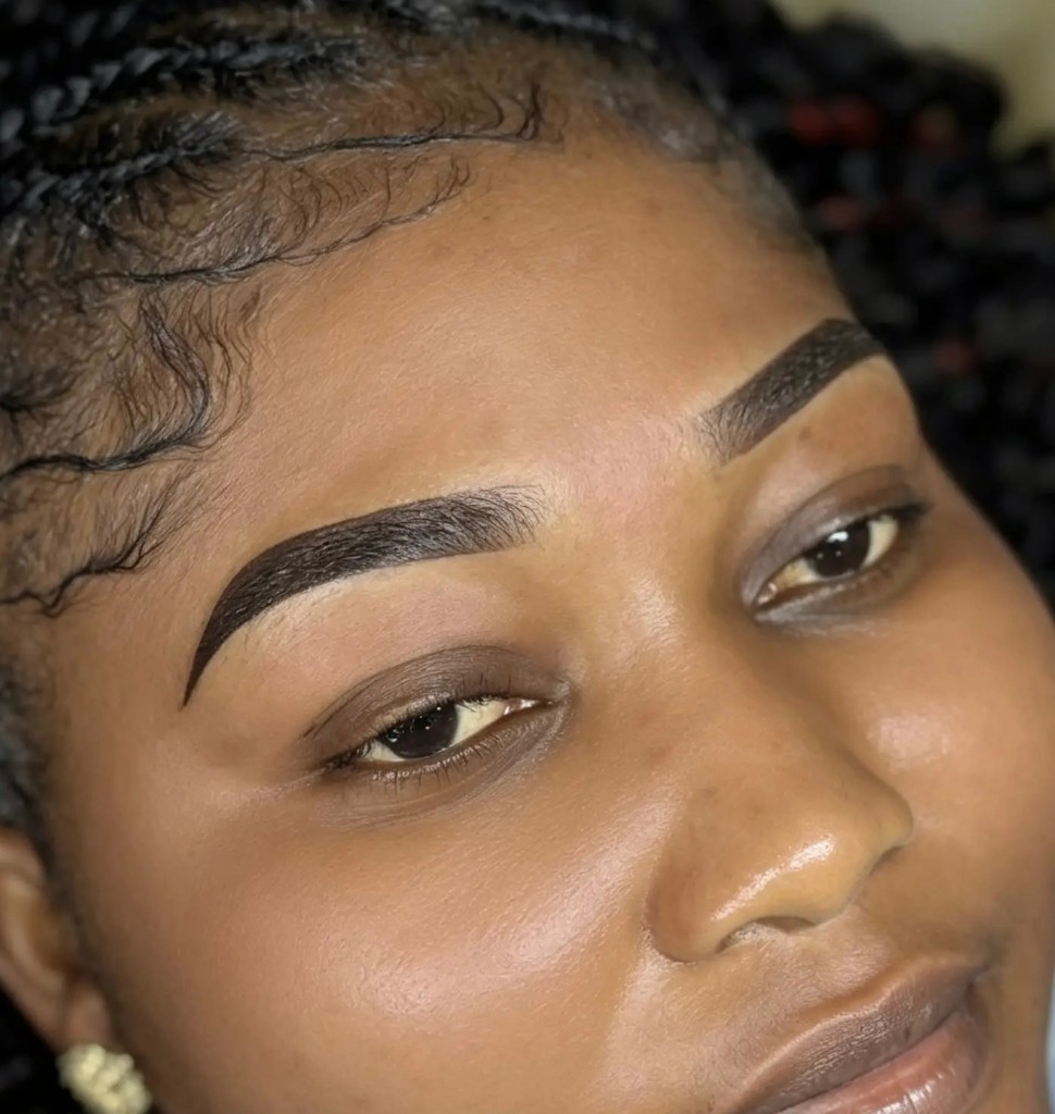 Close-up of sculpted ombre brows
